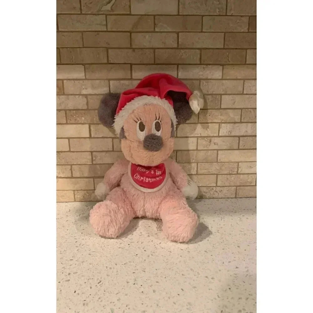 Baby’s First/1st Christmas Shaggy Pink Minnie Mouse plush toy Legodad-B6‎